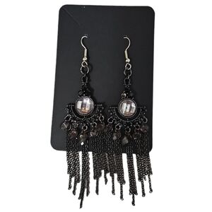 🦋 Vintage Gothic Chandelier Earrings / Vintage Gunmetal Gypsy Earrings